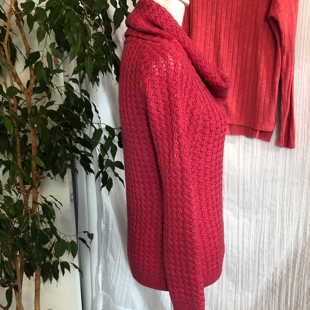 BANANA REPUBLIC size small pink cranberry turtle neck sweaters thick chunky - Picture 3 of 11